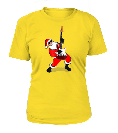 Merry Christmas Santa Claus Guitar Player Christmas Women's T-Shirt