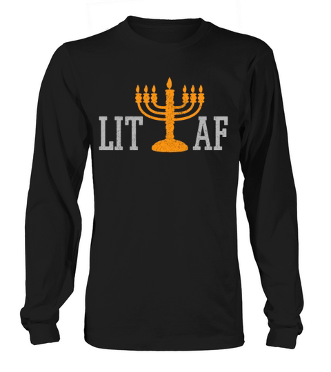 Lit AF Menroah Hanukkah Funny Jewish Women's Long Sleeve