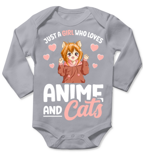 Just A Girl Who Loves Anime And Cats For Girls Long Sleeve Baby One-Piece