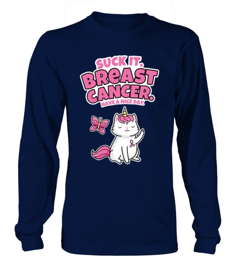 Suck It Breast Cancer Quote Caticorn Butterfly Women's Long Sleeve