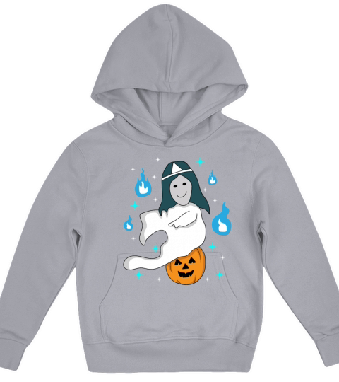 Cute Anime-style Japanese Ghost With Pumpkin Kids Hoodie