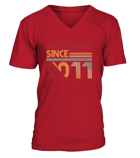 Awesome Since 2011 8 years old bday 8th Men's V-Neck T-shirt