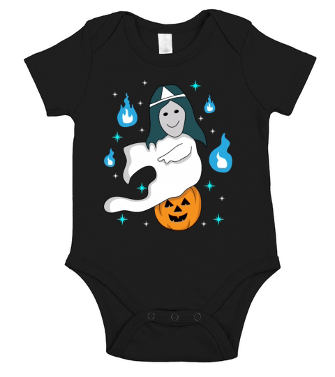 Cute Anime-style Japanese Ghost With Pumpkin Short Sleeve Baby One-Piece