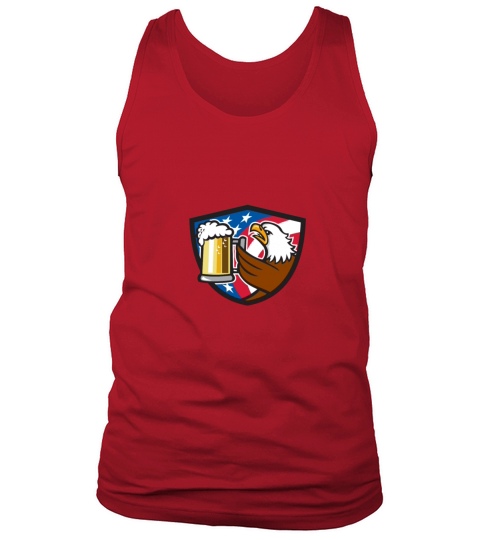 Bald Eagle Hoisting Beer Stein USA Flag Crest Retr Men's Tank Top