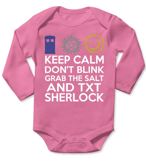 SuperWhoLock T shirts - Keep Calm Grab the salt dont blink Long Sleeve Baby One-Piece
