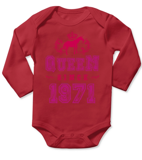 1971 Queen Unicorn Long Sleeve Baby One-Piece