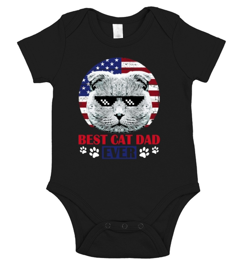 Best Scottish Fold Cat Dad Ever Independence Day Short Sleeve Baby One-Piece