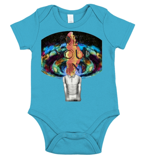 FREE YOUR MIND COLORFUL SPACE HEAD EXPLOSION ENTRY Short Sleeve Baby One-Piece