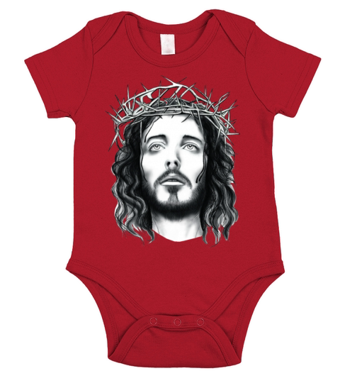 jesus with crown of thorn Short Sleeve Baby One-Piece