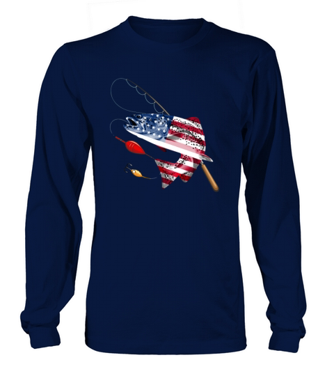 Fishing American Flag Vintage USA Bass Fisherman Men's Long Sleeve