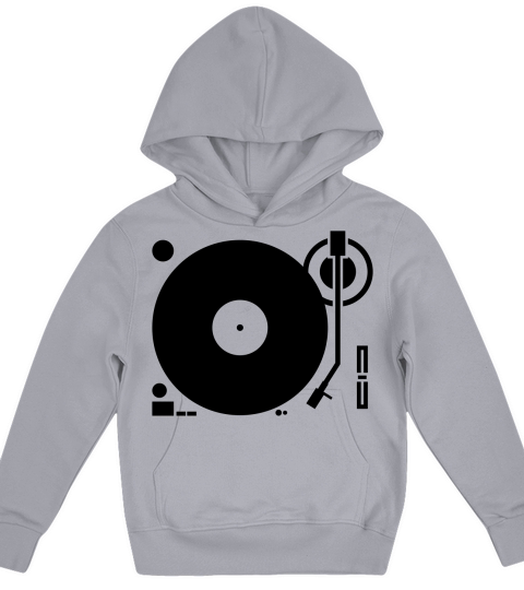 headphones record disc platter disk dj play vinyl Kids Hoodie