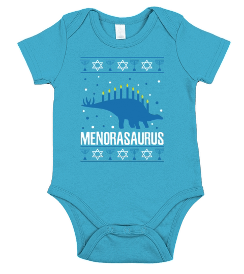 Hanukkah Menorasaurus Short Sleeve Baby One-Piece