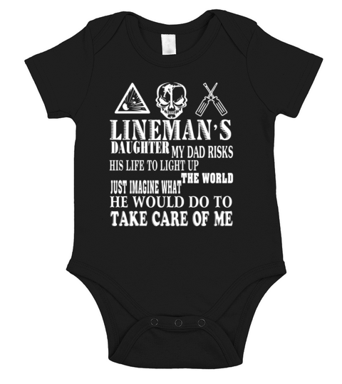 Linemans Daughter T Shirt electrician t shirt funny daddy husband lineman Short Sleeve Baby One-Piece