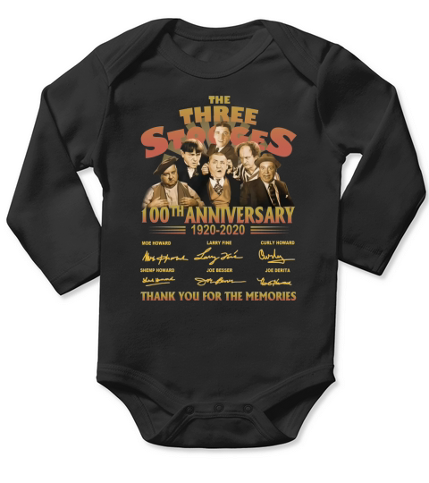 The Three Stooges 100th anniversary thank you for the memories signatures Long Sleeve Baby One-Piece