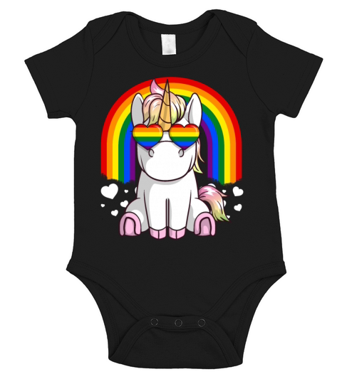 Gay Pride Unicorn - LGBTQ Support Short Sleeve Baby One-Piece