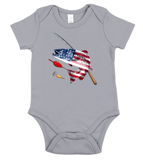 Fishing American Flag Vintage USA Bass Fisherman Short Sleeve Baby One-Piece