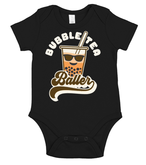 Bubble Tea Baller Vintage Boba Drink Retro Text Short Sleeve Baby One-Piece