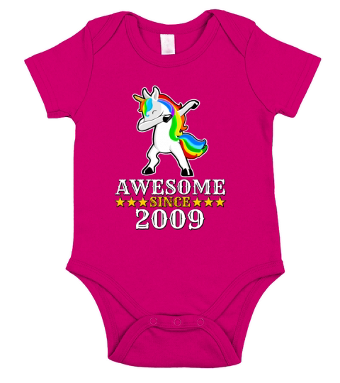AWESOME SINCE 2009 UNICORN Short Sleeve Baby One-Piece