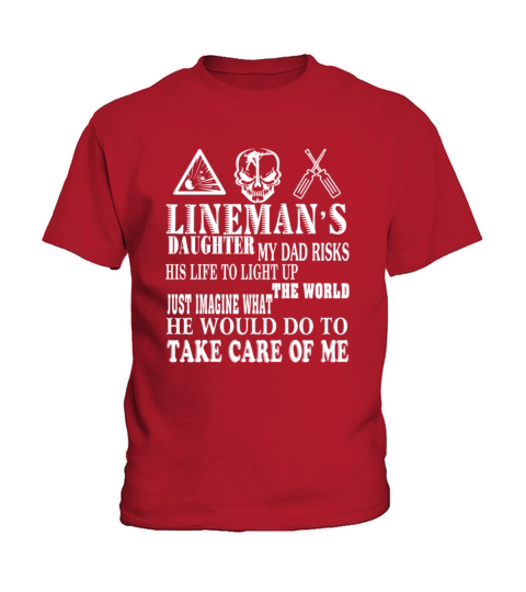 Linemans Daughter T Shirt electrician t shirt funny daddy husband lineman Kids T-Shirt