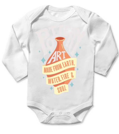 Cool Best Cute Pottery Art Earth Water FIre Comic Long Sleeve Baby One-Piece