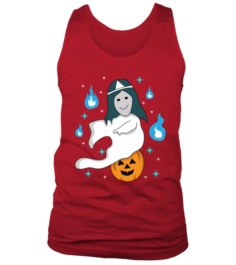 Cute Anime-style Japanese Ghost With Pumpkin Men's Tank Top