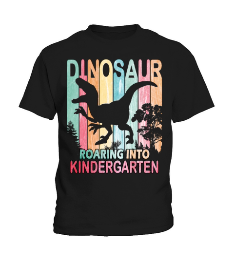Retro Roaring Into Kindergarten Dinosaur Kids T-Shirt