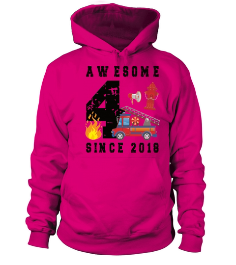 4th Birthday Gift Firefighter Boy Born in 2018 Women's Hoodie