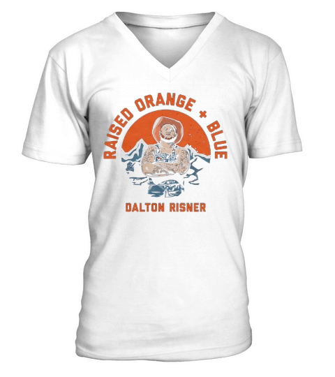 Dalton risner raised orange and blue V-Neck T-shirt