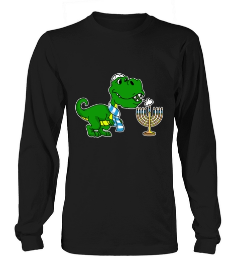 Bar Mitzvah T-Rex Dinosaur Menorah Happy Hanukah Women's Long Sleeve
