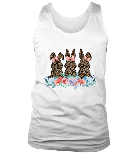 Womens Happy Easter Leopard Bunny Trio Tank Top Unisex