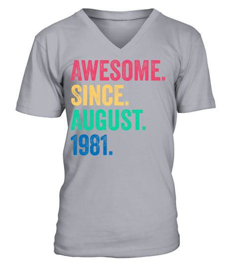 Awesome Since August 1981 Vintage 40th Birthday Men's V-Neck T-shirt