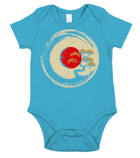 Bonsai Tree In Japanese Zen Buddhist Enso Circle Short Sleeve Baby One-Piece