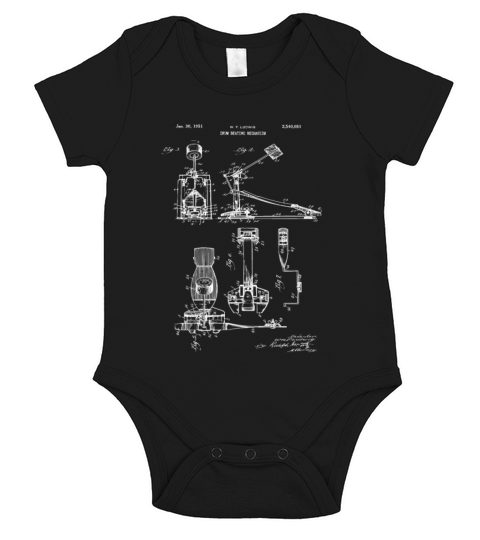 Drum Beating Mechanism Vintage Patent Blueprint Short Sleeve Baby One-Piece