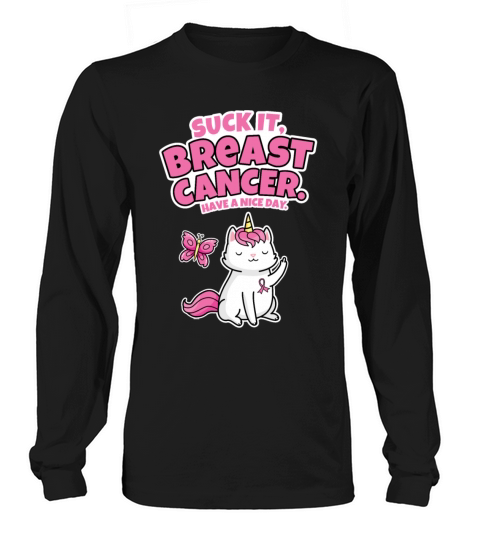 Suck It Breast Cancer Quote Caticorn Butterfly Men's Long Sleeve