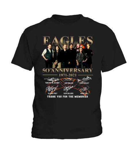 Eagles 50th Anniversary 1971 2020 Thank You For The Memories Signatures Kids T-Shirt
