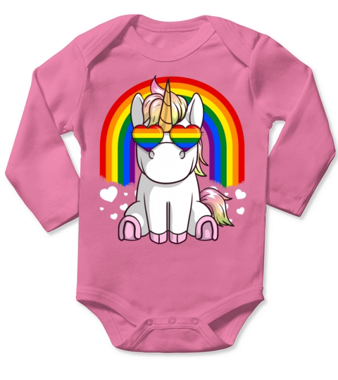 Gay Pride Unicorn - LGBTQ Support Long Sleeve Baby One-Piece