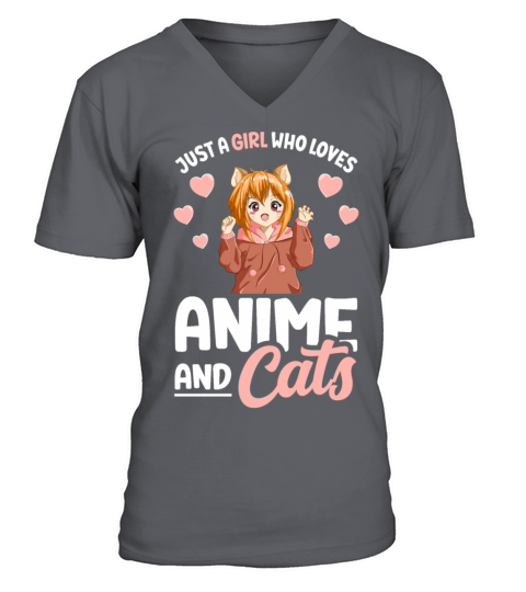 Just A Girl Who Loves Anime And Cats For Girls Men's V-Neck T-shirt
