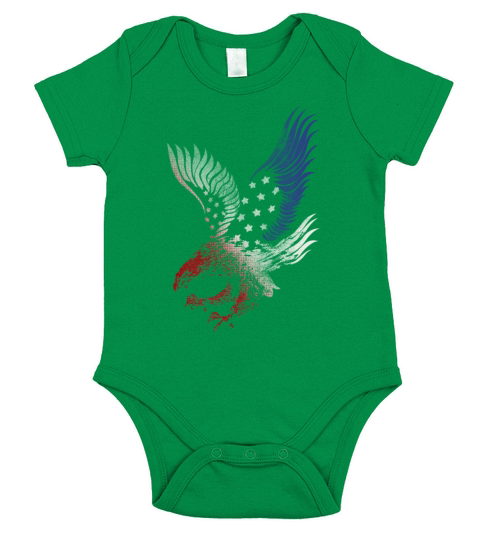 Eagle Design USA Flag Colors Short Sleeve Baby One-Piece