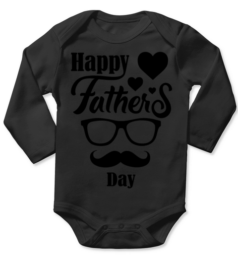 Happy Fathers Day 6 Black Long Sleeve Baby One-Piece