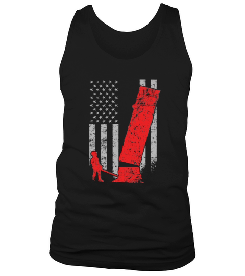 Logging Flag Red Logger Felling a Tree on US Flag Tank Top Unisex