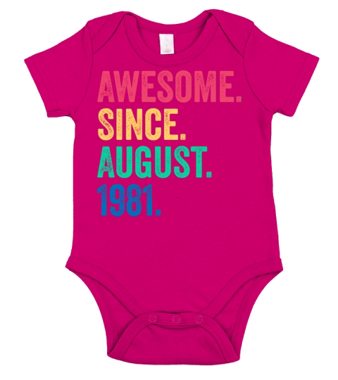 Awesome Since August 1981 Vintage 40th Birthday Short Sleeve Baby One-Piece