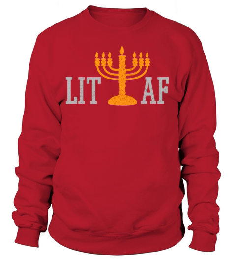 Lit AF Menroah Hanukkah Funny Jewish Women's Sweatshirt