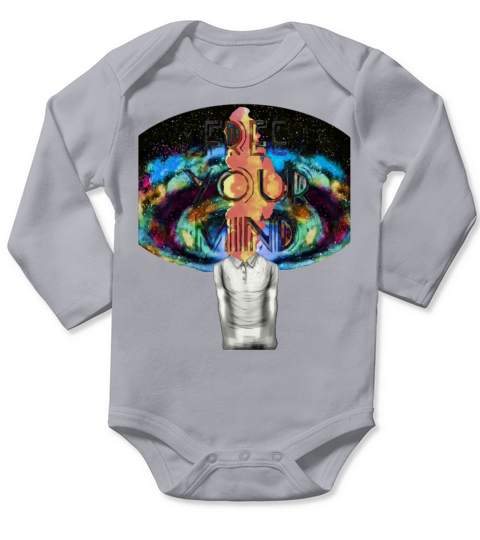 FREE YOUR MIND COLORFUL SPACE HEAD EXPLOSION ENTRY Long Sleeve Baby One-Piece