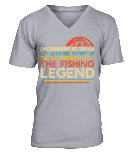 Mens Vintage Bass Fishing Dad Man The Myth The Men's V-Neck T-shirt