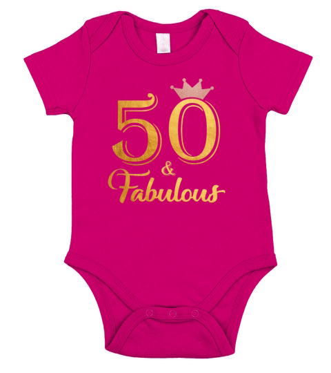50 Fabulous Queen Shirt 50th Birthday Gifts Short Sleeve Baby One-Piece