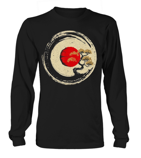 Bonsai Tree In Japanese Zen Buddhist Enso Circle Women's Long Sleeve