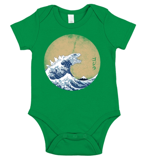 Hokusai Kaiju - Vintage version T-Shirt Short Sleeve Baby One-Piece