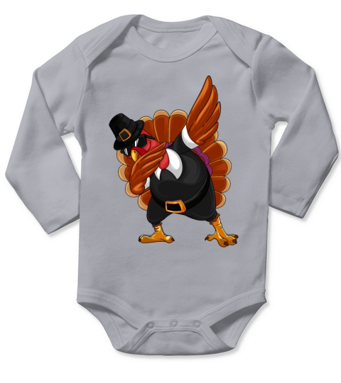 Thanksgiving Day Dabbing Turkey Pilgrim Boys Girls Long Sleeve Baby One-Piece