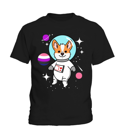 Corgi Space Genderfluid Pride Kids T-Shirt