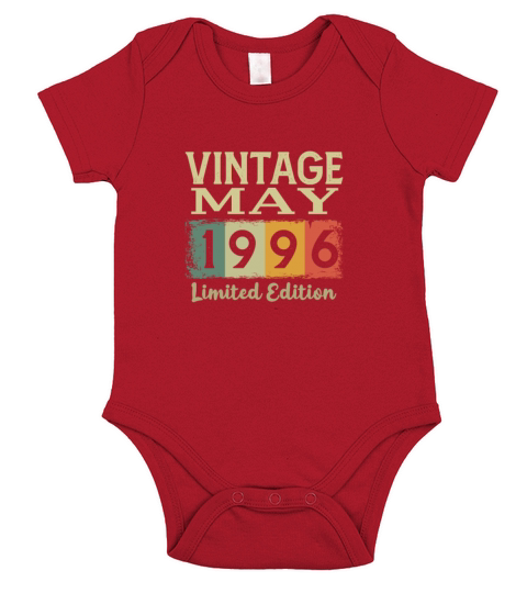 Vintage Retro 25th Birthday Gift May 1996 Short Sleeve Baby One-Piece